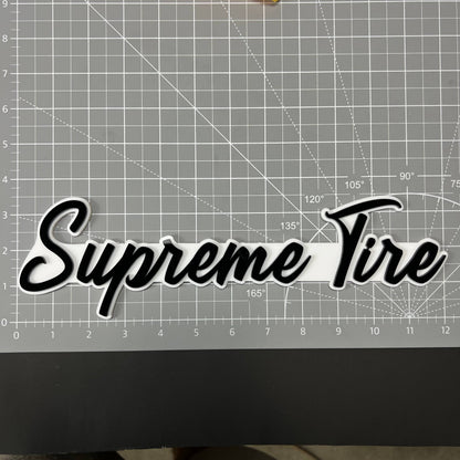 1PC Supreme Tire 3D Acrylic Badge - Car Truck Emblem Fender Sticker