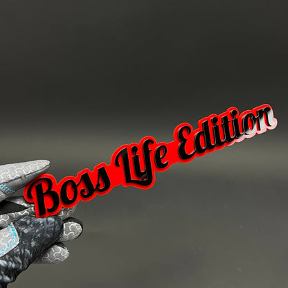 1PC Boss Life Edition 3D Acrylic Badge - Car Truck Emblem Fender Sticker