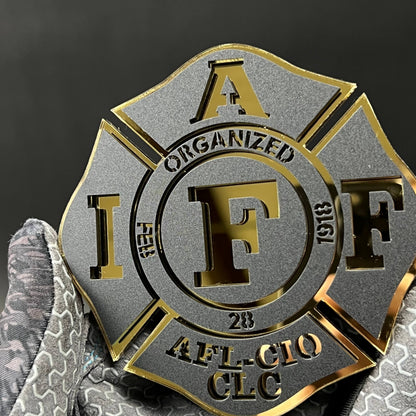 1PC IAFF Firefighter Cross 3D Acrylic Badge - Car Truck Emblem Fender Sticker