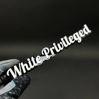 1PC White Privileged 3D Acrylic Badge - Car Truck Emblem Fender Sticker