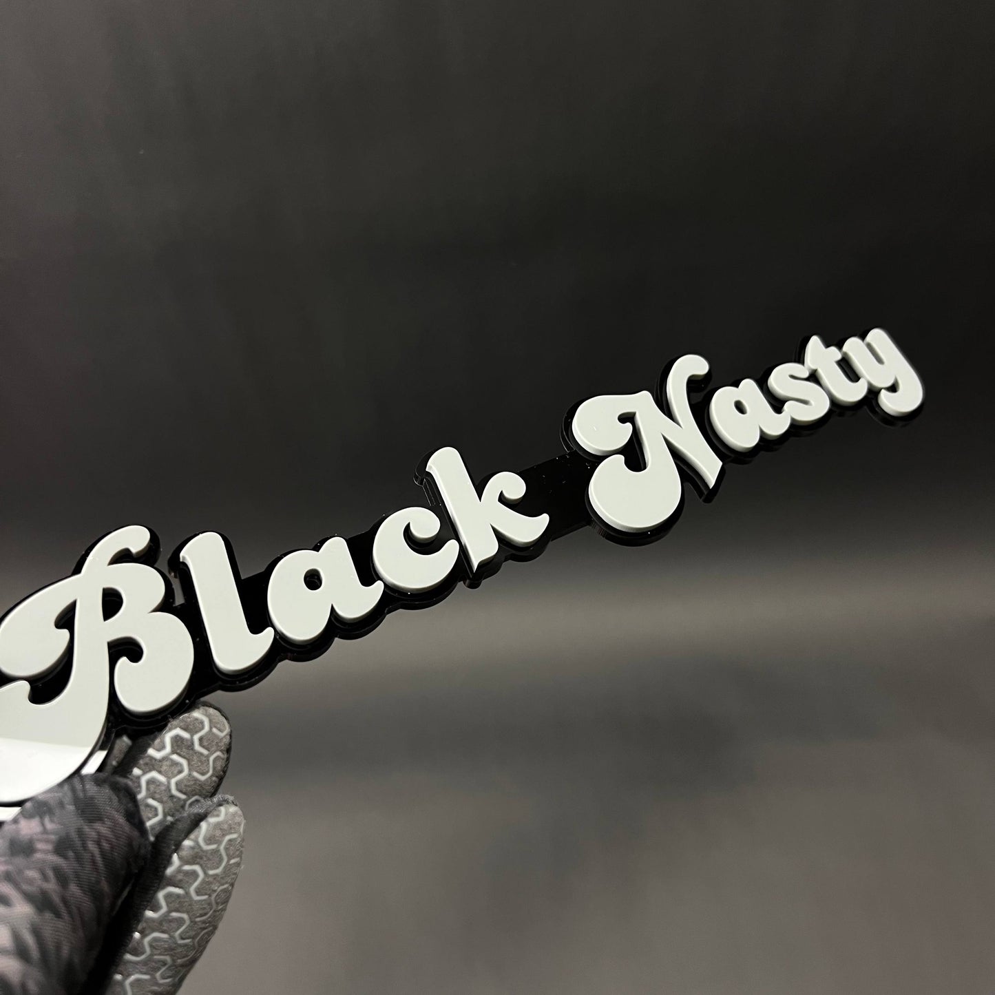 1PC Black Nasty 3D Acrylic Badge - Car Truck Emblem Fender Sticker