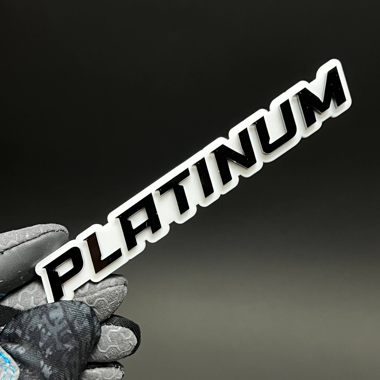 1PC PLATINUM (White) 3D Acrylic Badge - Car Truck Emblem Fender Sticker