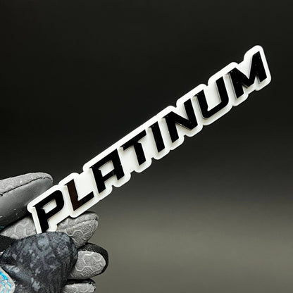 1PC PLATINUM (White) 3D Acrylic Badge - Car Truck Emblem Fender Sticker