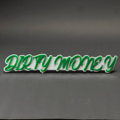 1PC DIRTY MONEY 3D Acrylic Badge - Car Truck Emblem Fender Sticker