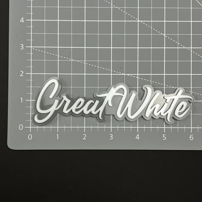 1PC Great White 3D Acrylic Badge - Car Truck Emblem Fender Sticker