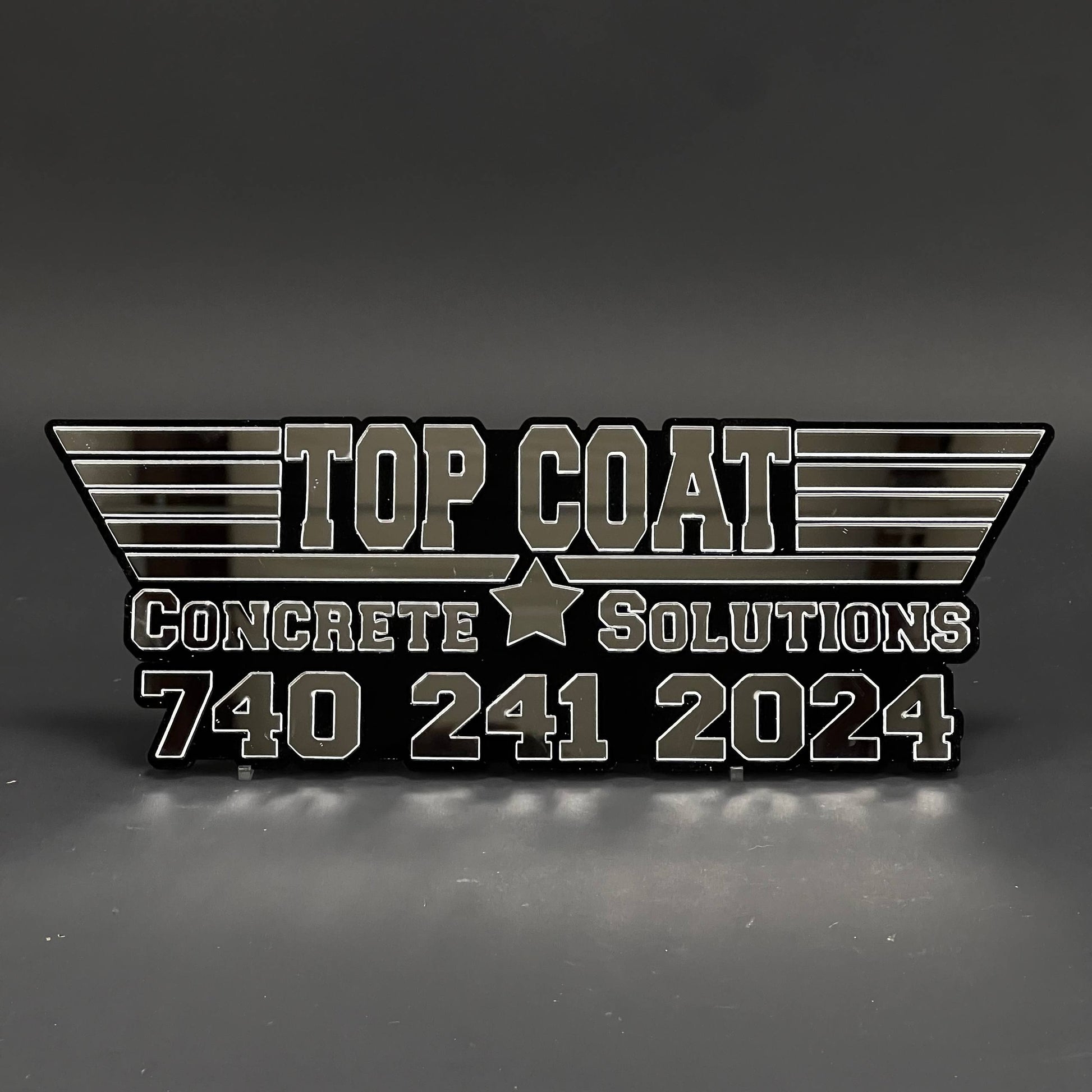 1PC TOP COAT Concrete Solutions 3D Acrylic Car Badge - Fender Emblem