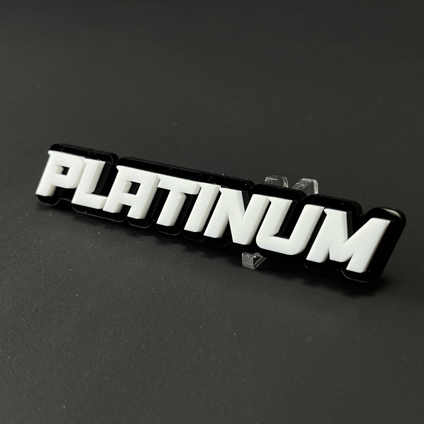1PC PLATINUM (White) 3D Acrylic Badge - Car Truck Emblem Fender Sticker