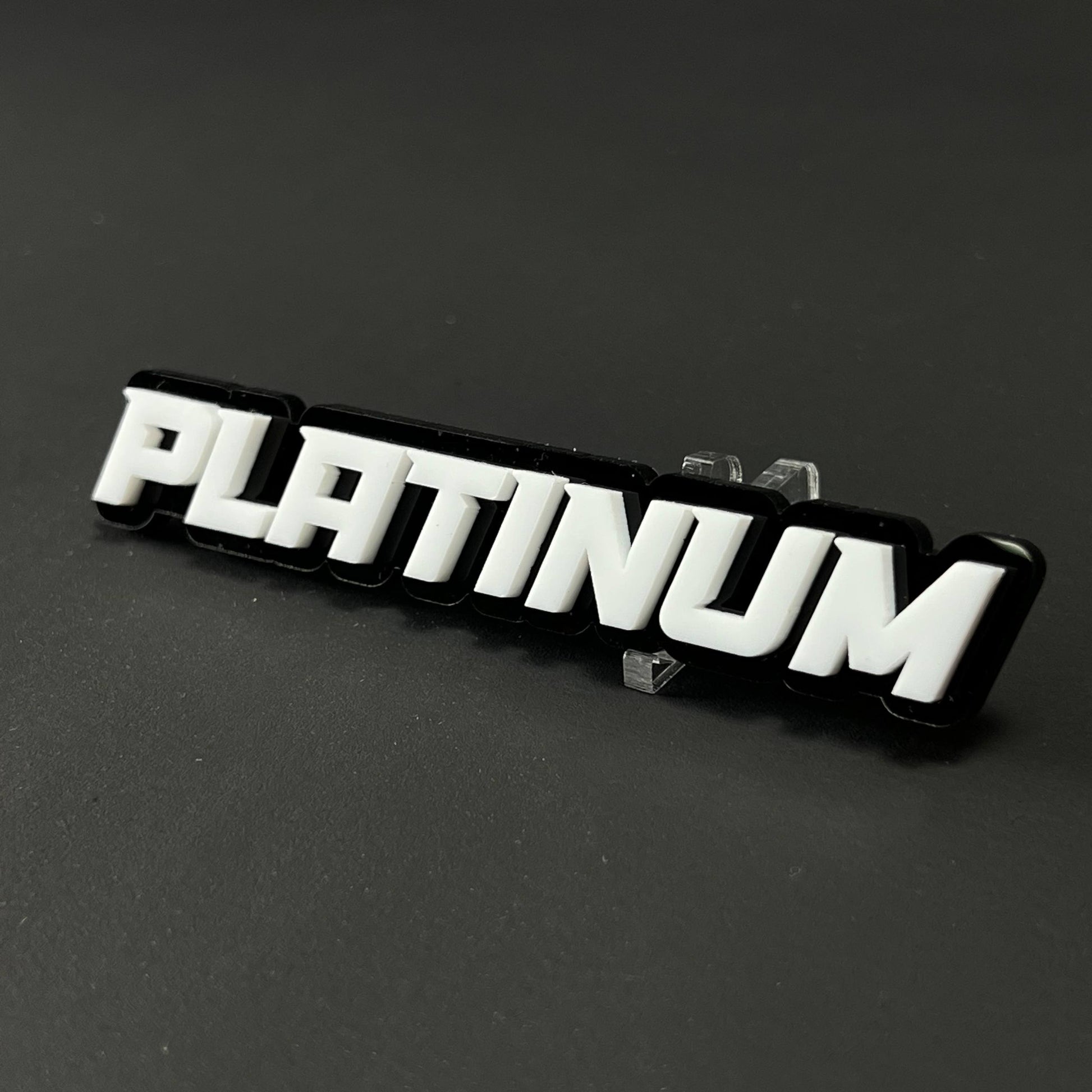 1PC PLATINUM (White) 3D Acrylic Badge - Car Truck Emblem Fender Sticker