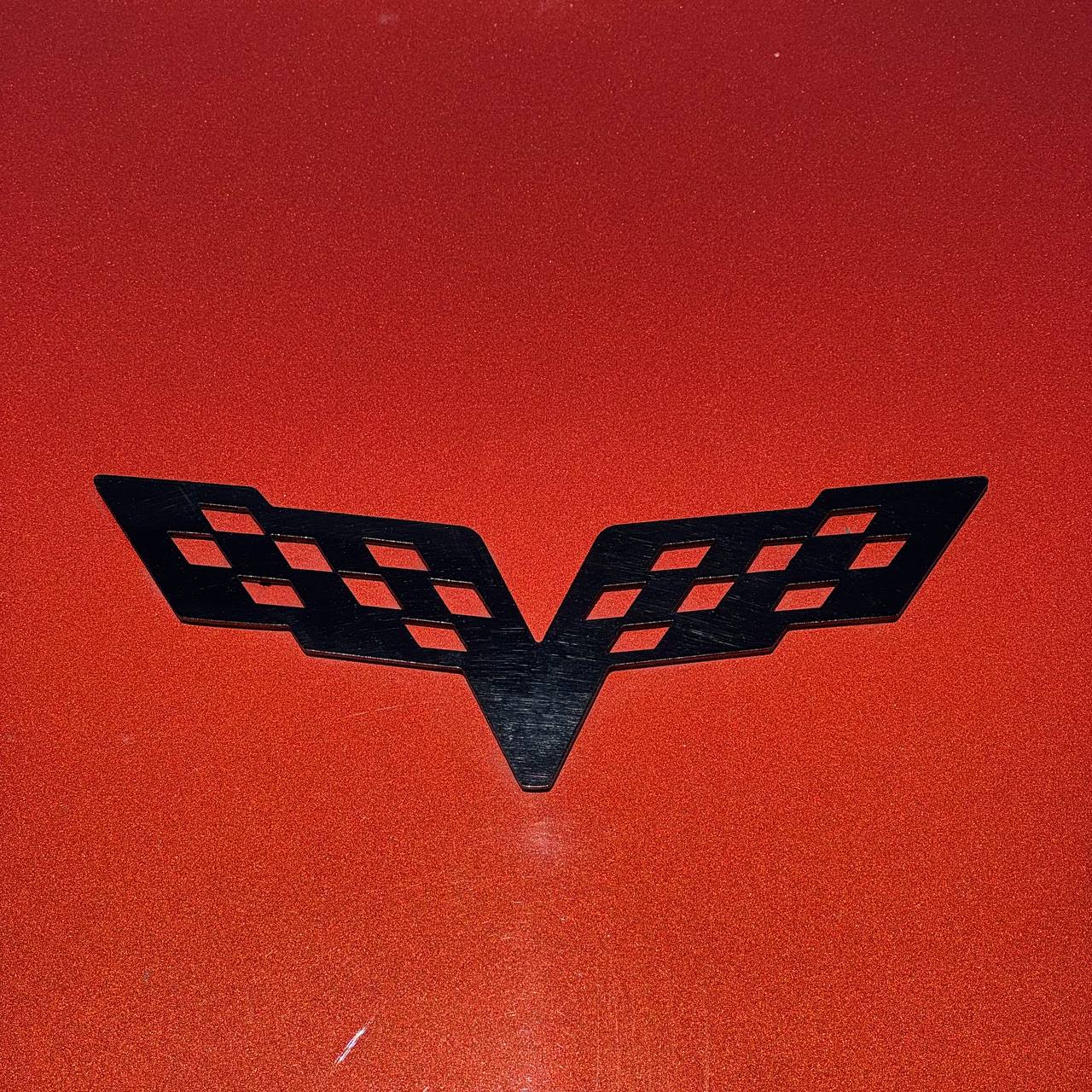 1PC Corvette Crossed Flags 3D Acrylic Badge - Car Truck Emblem Fender Sticker