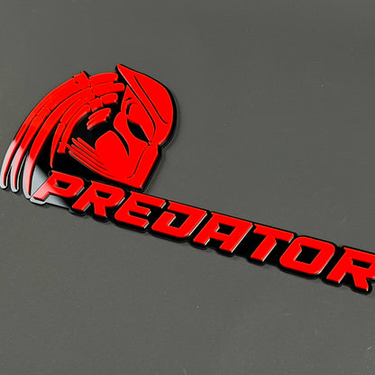 Predator 3D Acrylic Badge (Red Helmet) - Car Truck Emblem Fender Sticker