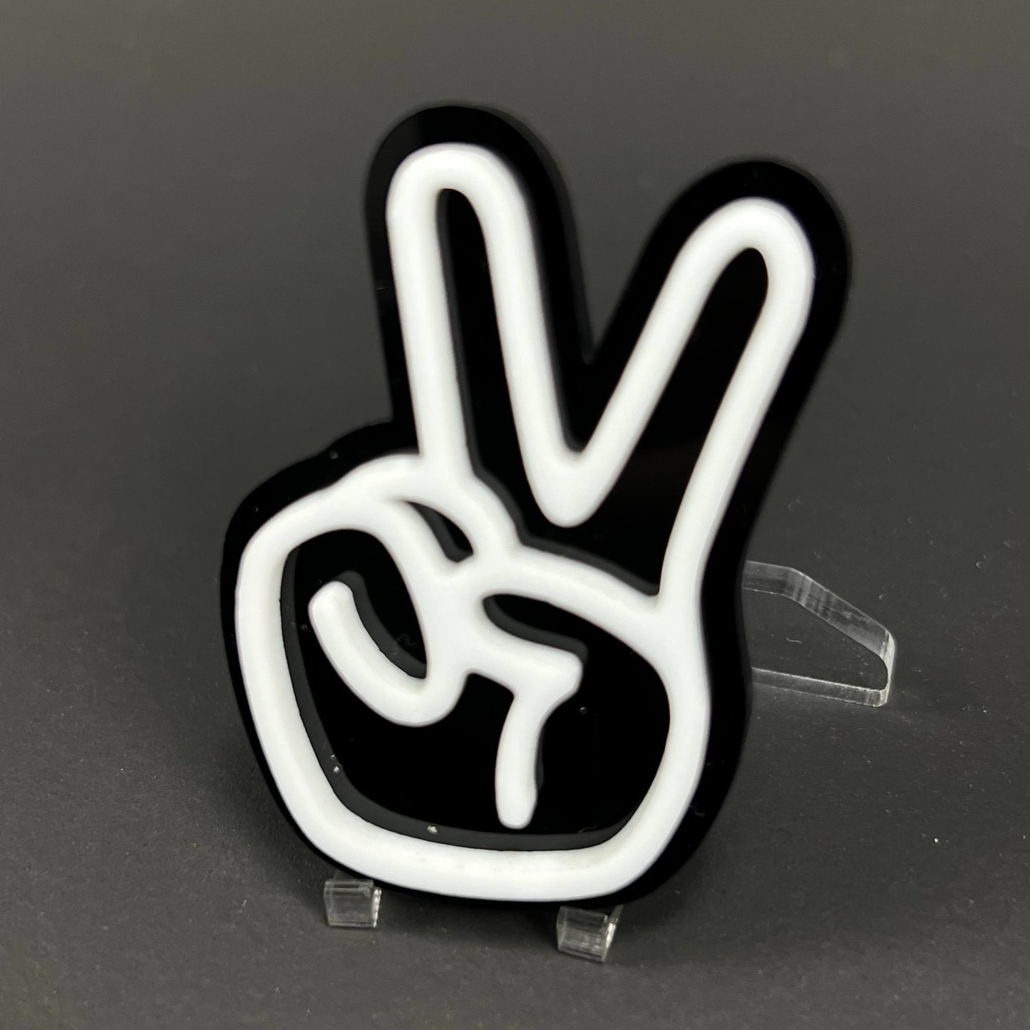 1PC Peace Hand 3D Acrylic Badge - Car Truck Emblem Fender Tailgate Trunk Sticker
