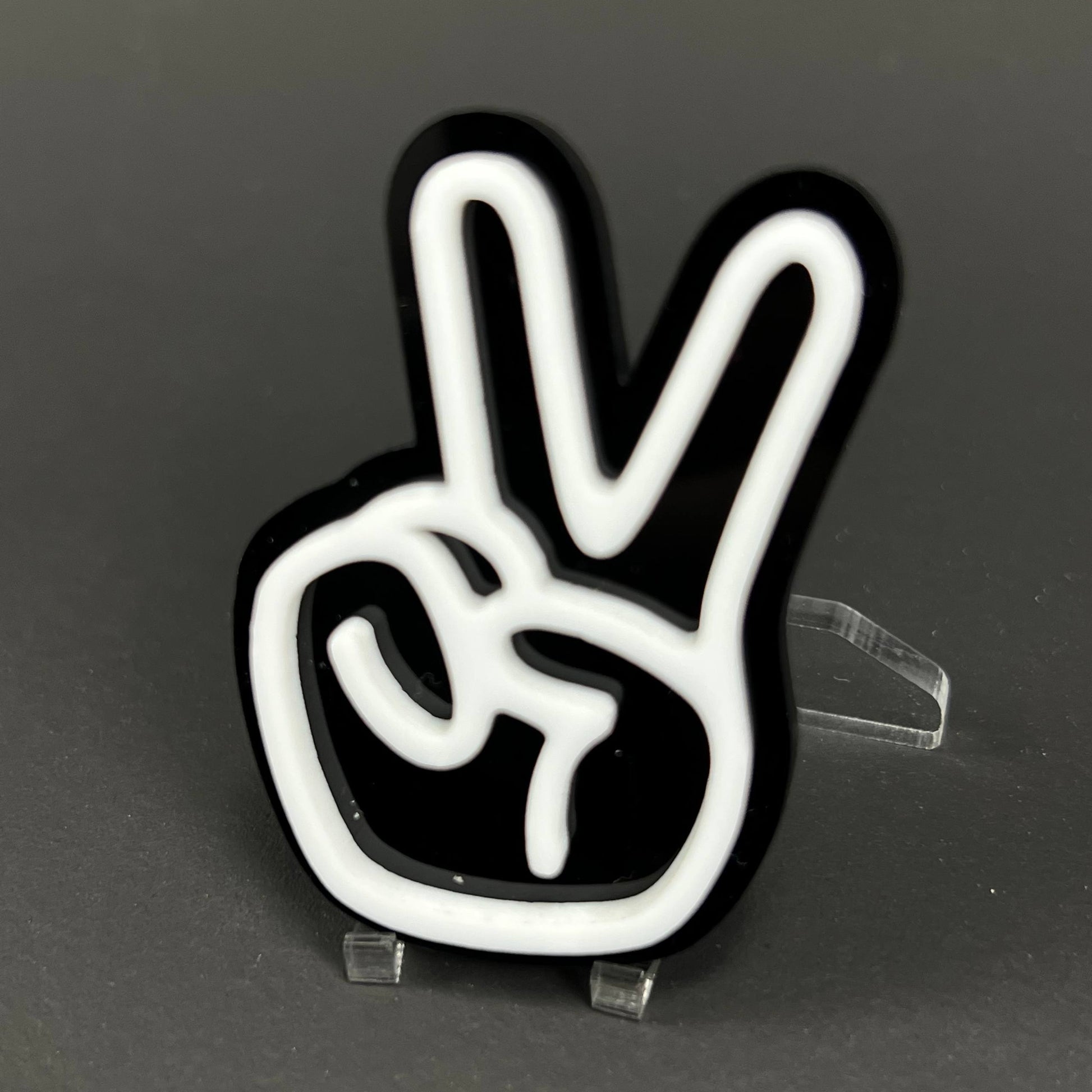 1PC Peace Hand 3D Acrylic Badge - Car Truck Emblem Fender Tailgate Trunk Sticker