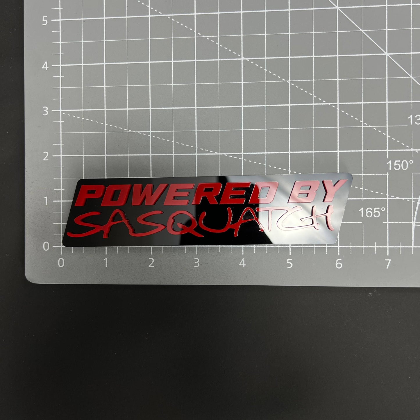 1PC POWERED BY SASQUATCH 3D Acrylic Badge - Car Truck Emblem Fender Sticker