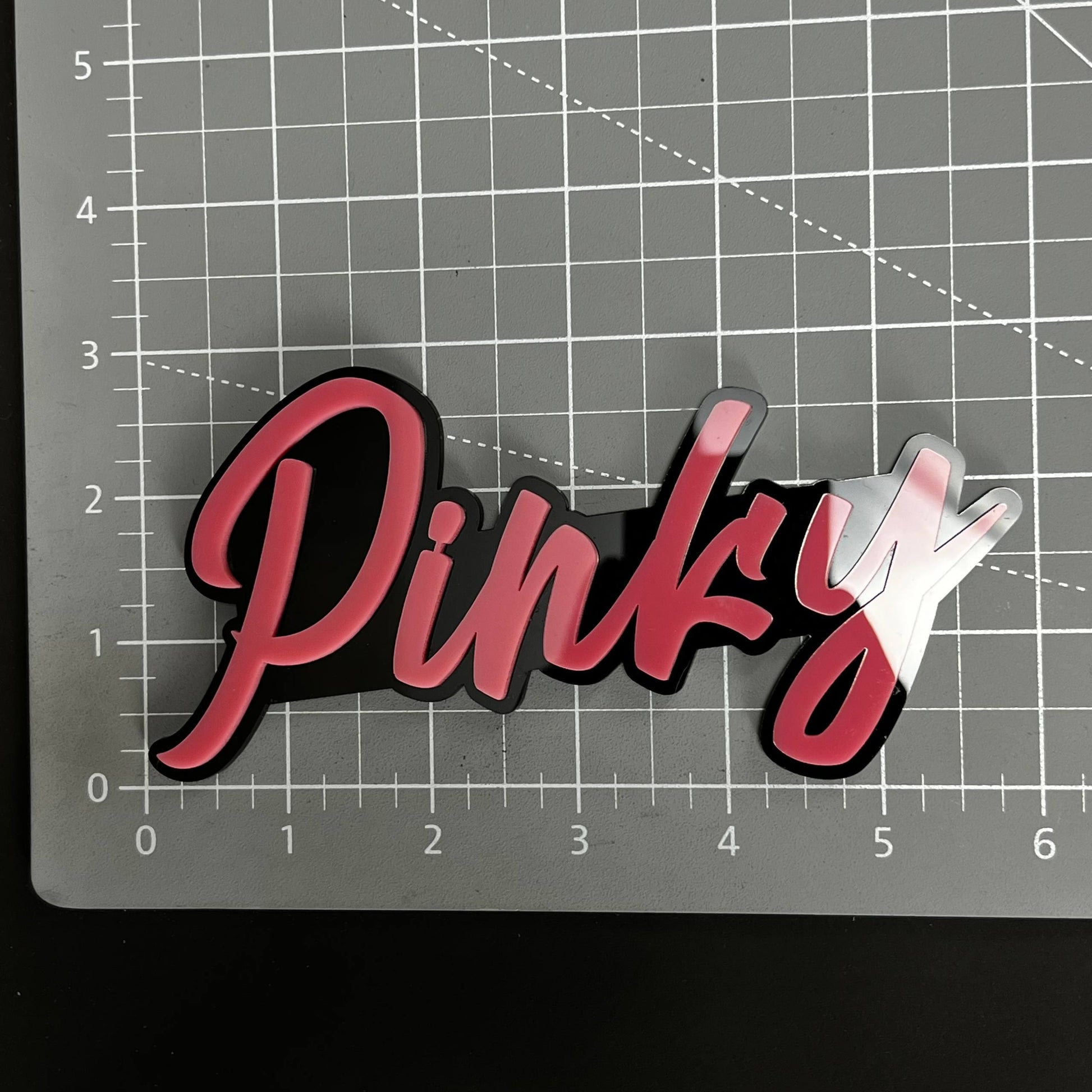 1PC Pinky 3D Acrylic Badge - Car Truck Emblem Fender Tailgate Trunk Sticker
