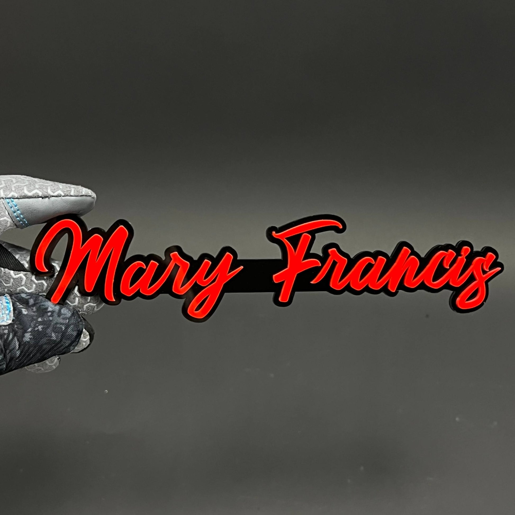 1PC Mary Francis 3D Acrylic Badge - Car Truck Emblem Fender Sticker