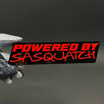 1PC POWERED BY SASQUATCH 3D Acrylic Badge - Car Truck Emblem Fender Sticker