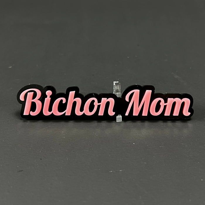 1PC Bichon Mom 3D Acrylic Badge - Car Truck Emblem Fender Tailgate Trunk Sticker