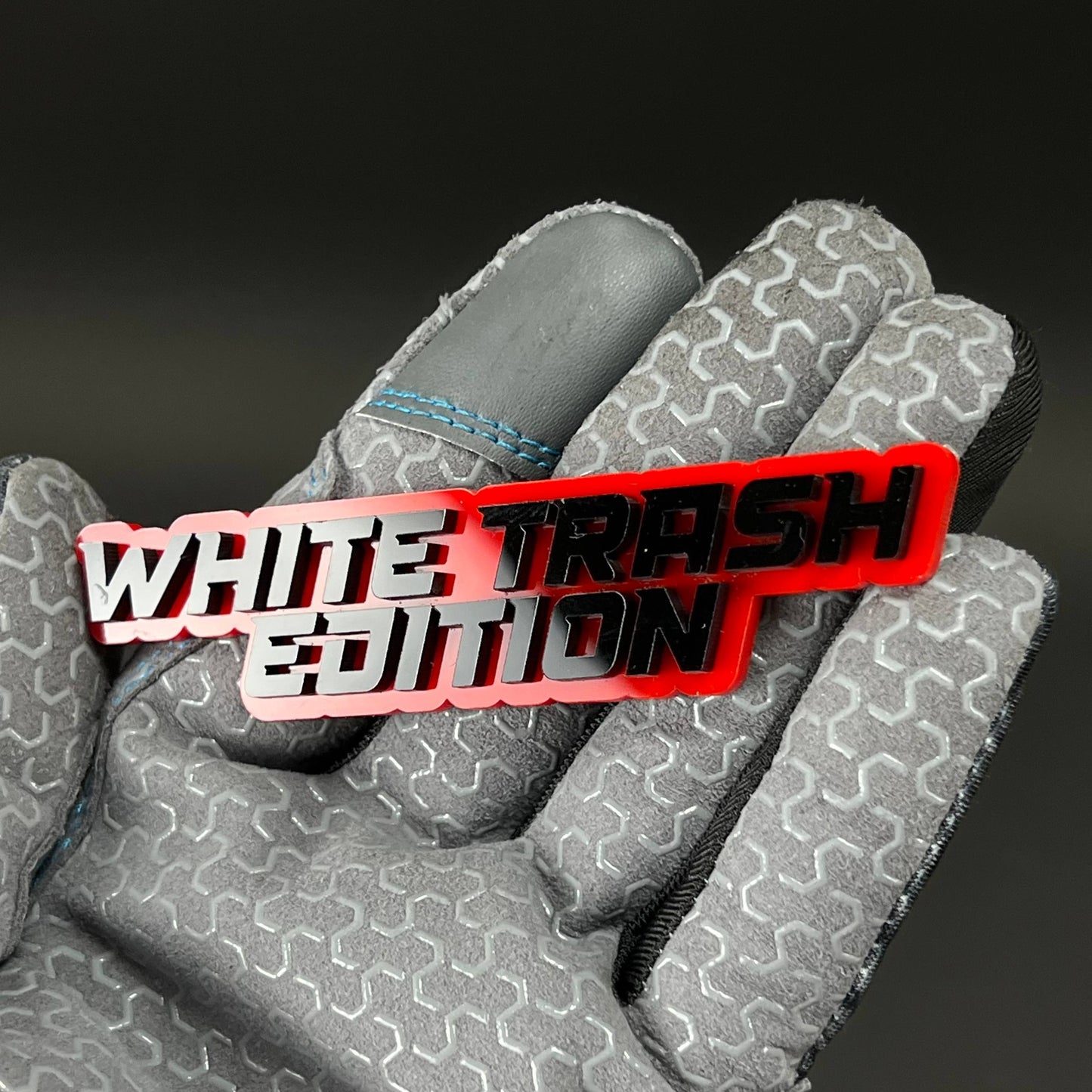 1PC WHITE TRASH EDITION 3D Acrylic Badge - Car Truck Emblem Fender Sticker